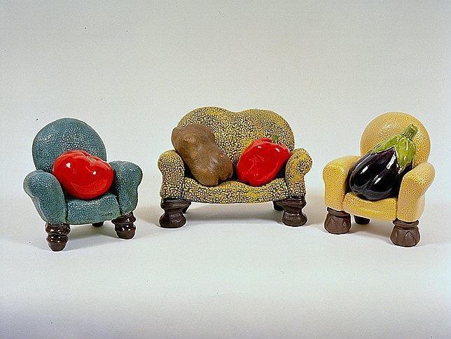  “Pepper and Potato Armchair” and “Tomato and Eggplant Chair”, Victor Cicansky, 1987.